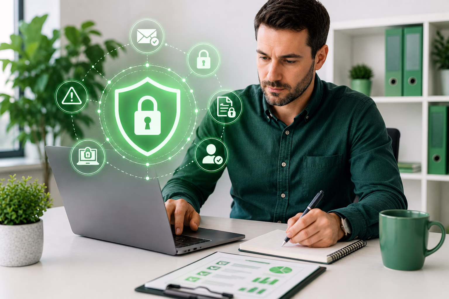 UK SME professional implementing data breach prevention and cyber security measures